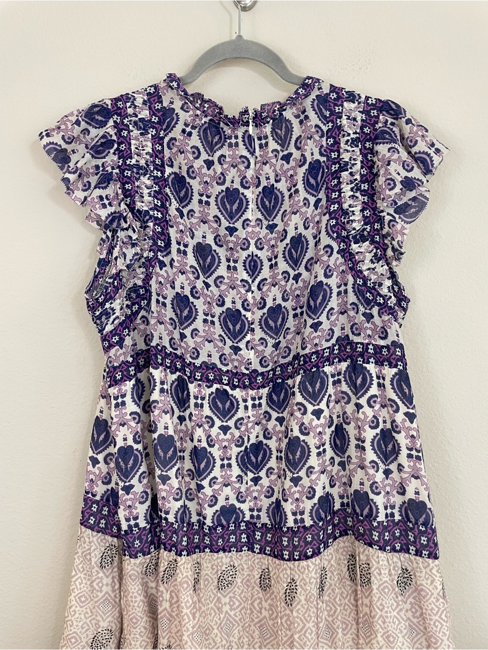 Sea New York Brigitte Border Midi Dress Purple and Cream Boho Tiered Size XL - Picture 9 of 10